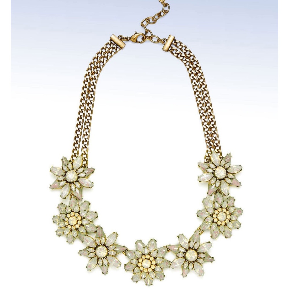 BaubleBar Antiqued Gold-Tone 'Kaysee' Opalescent-Crystal Flower Bib Necklace
